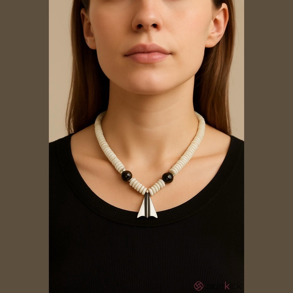 Black and White Beaded Necklace
